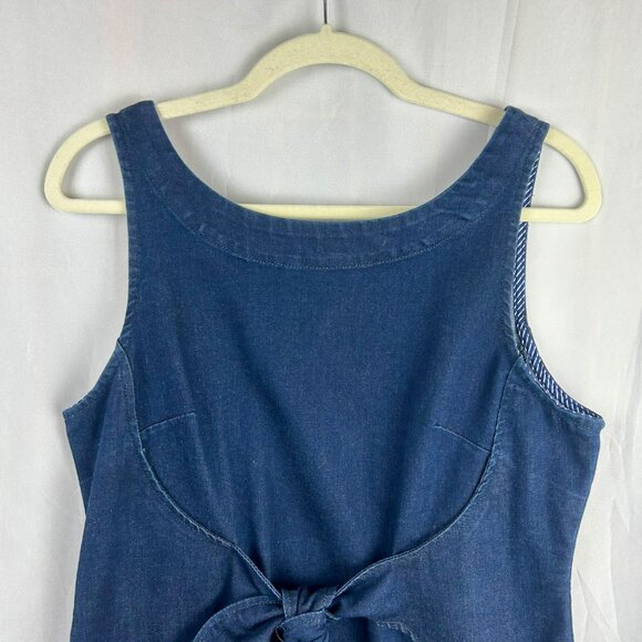 Holding Horses Anthropologie Denim Ribbon Dress Women 12 Blue Stretch Boho - Picture 7 of 13